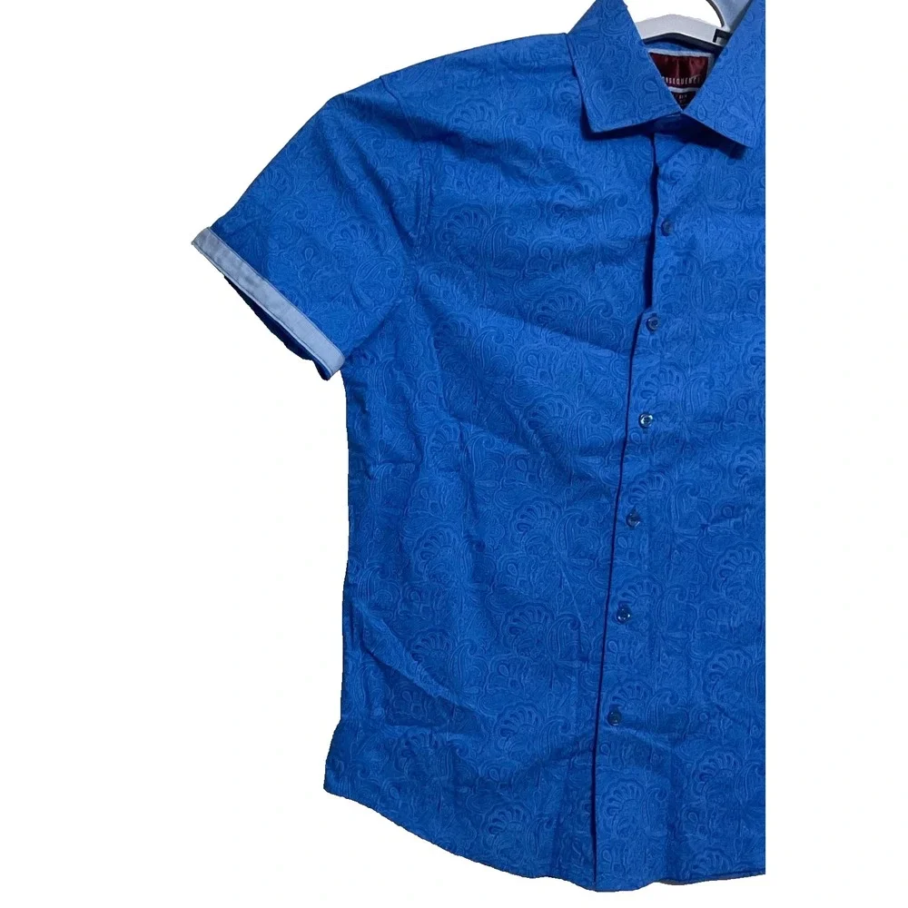 Consequence Paisley slim fit‎ Button Down blue men's Shirt S
